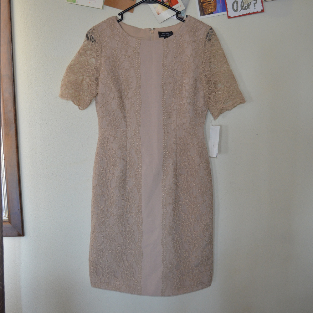 NWT Tahari ASL Blush Pink Lace Dress Size 4 $139